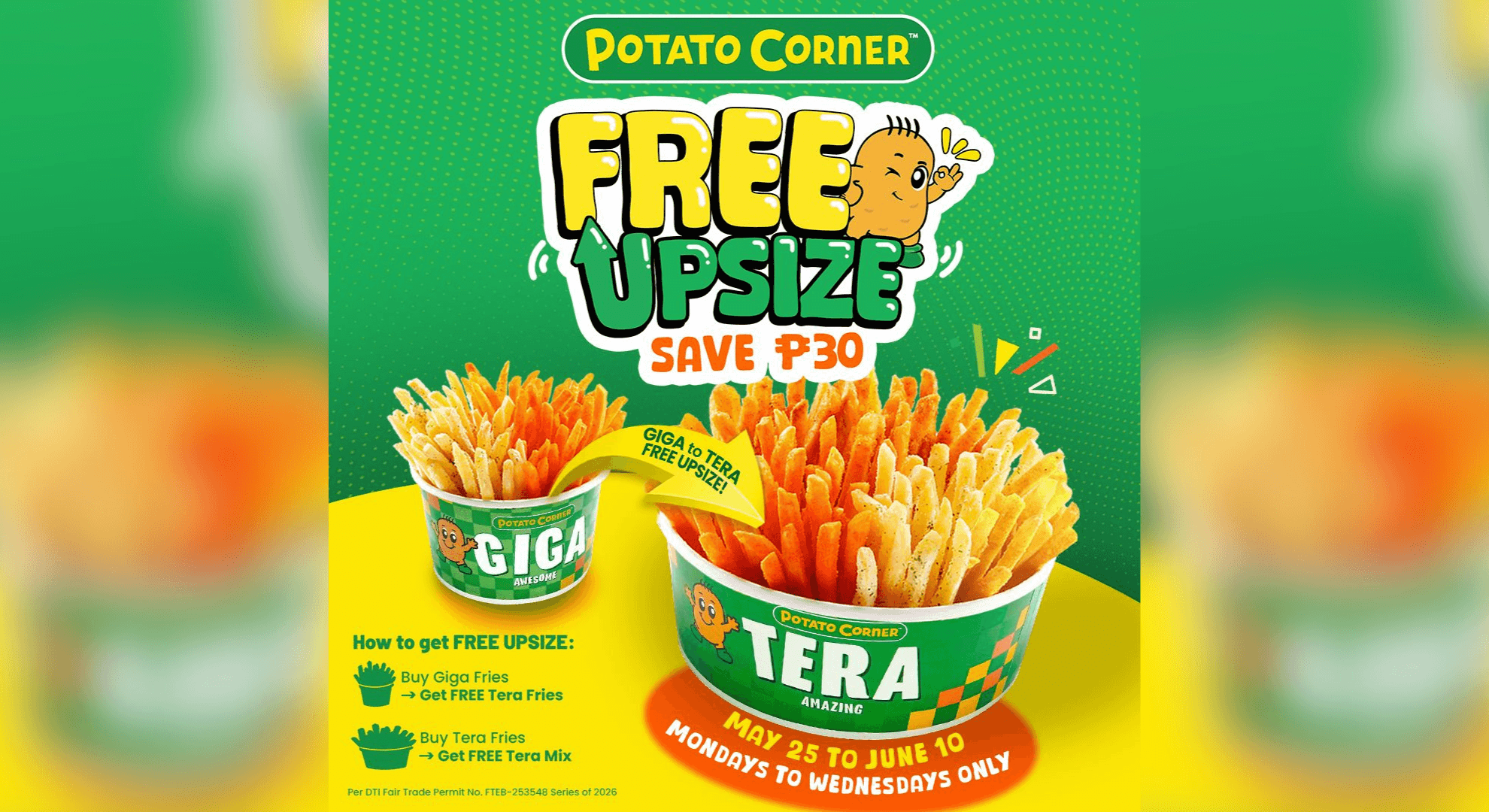 Go bigger with Potato Corner’s FREE Upsize Promo